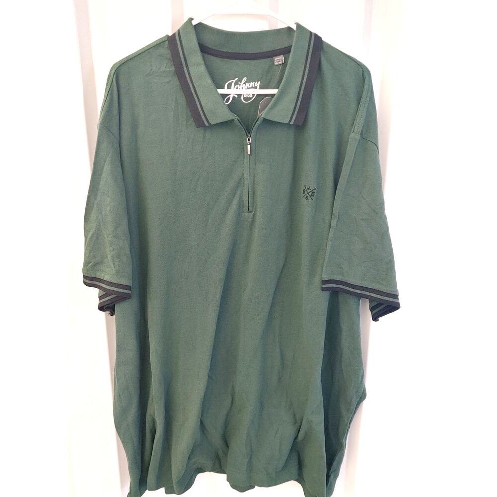 Johnny Bigg Xavier Zip Neck Polo Shirt NWT Forest Green Navy Blue 6X US 4X